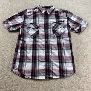 Helix Shirt Mens Size Medium Plaid Short Sleeve Button Up Western Cowboy